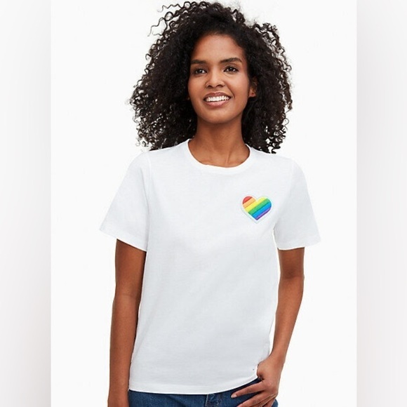 Kate Spade Rainbow Heart Patch Tee Size XS - Picture 1 of 9
